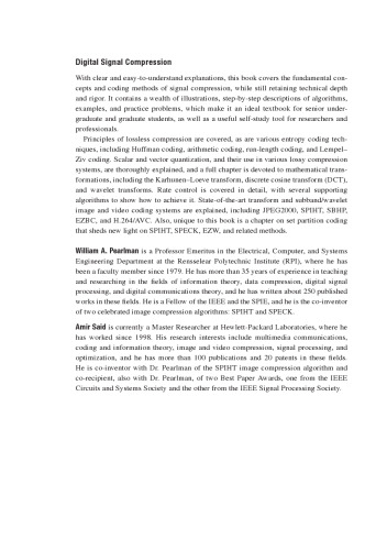 Digital signal compression : principles and practice