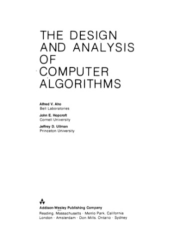 The Design and Analysis of Computer Algorithms