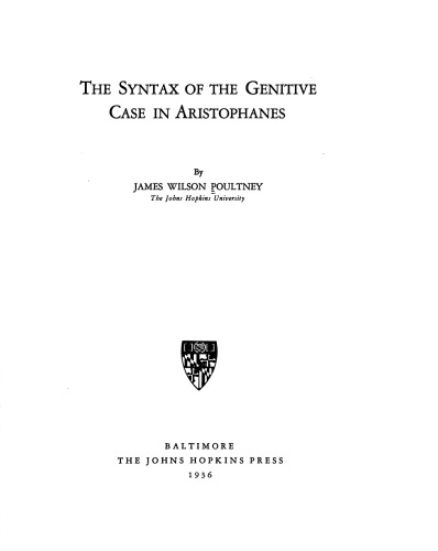 The Syntax of the Genitive Case in Aristophanes