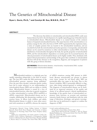 The Genetics of Mitochondrial Disease