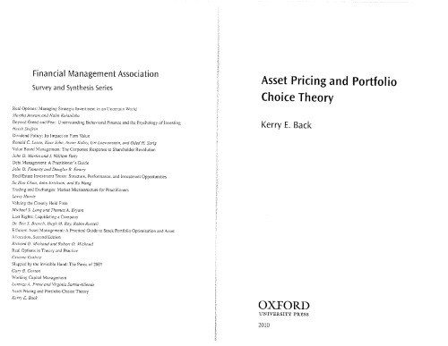 Asset Pricing and Portfolio Choice Theory