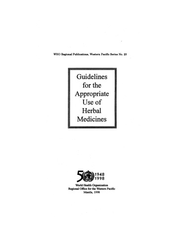 Guidelines for the Appropriate Use of Herbal Medicines