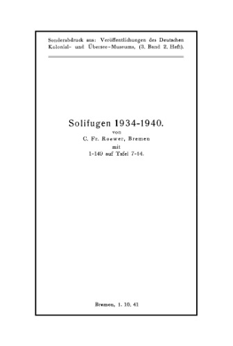 Solifugen 1934-1940