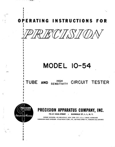 Precision Apparatus Co Model 10-54 Tube and Circuit Tester