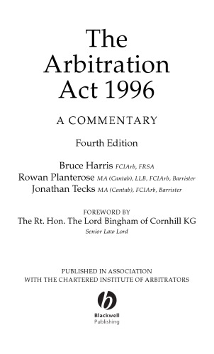 The Arbitration Act 1996 : a commentary