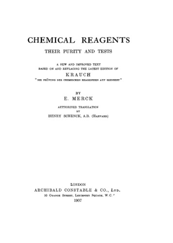 Chemical reagents : their purity and tests