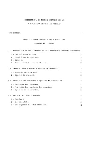 Théorie cinétique des gaz à répartition discrète de vitesses