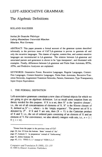 Left-associative grammar: the algebraic definitions