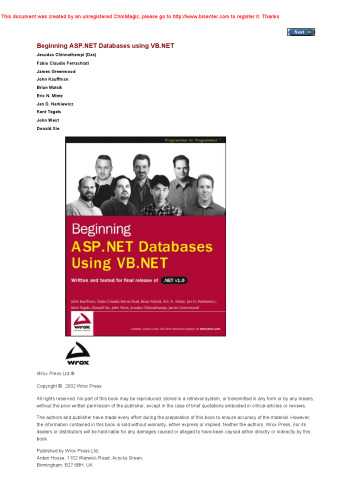 Beginning ASP.NET Databases Using VB.NET