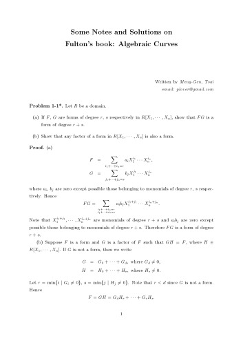 Solution of Algebraic Curves: An Introduction to Algebraic Geometry