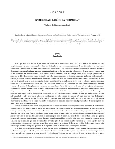 Epistemologia genetica sabedoria e ilusões da filosofia problemas de psicologia genetica Jean Piaget