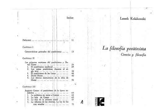 La Filosofía positivista : ciencia y filosofía