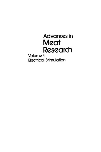 Advances in Meat Research: Volume 1 Electrical Stimulation