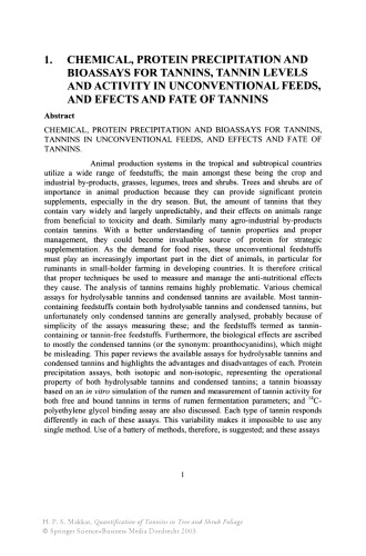 Quantification of tannins in tree and shrub foliage : a laboratory manual