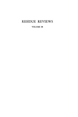 Residue Reviews : Reviews of Environmental Contamination and Toxicology