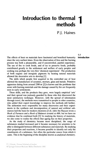 Thermal methods of analysis : principles, applications and problems