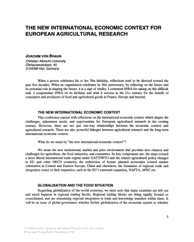 European Agricultural Research in the 21st Century: Which Innovations Will Contribute Most to the Quality of Life, Food and Agriculture?