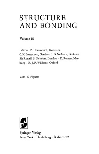 Structure and Bonding, Volume 10