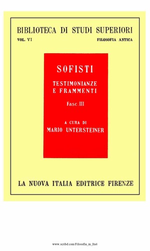 Sofisti. Testimonianze e frammenti