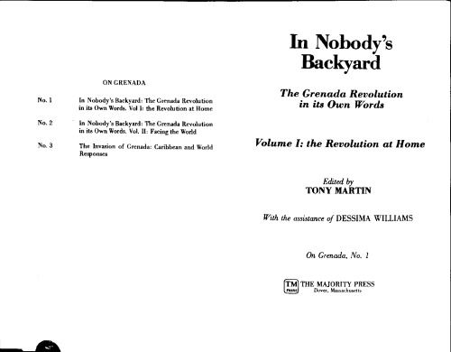 In Nobody's Backyard: The Grenada Revolution in its own Words