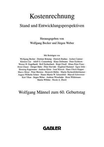 Kostenrechnung: Stand und Entwicklungsperspektiven