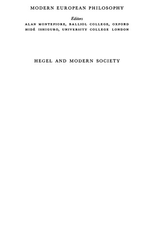 Hegel and Modern Society