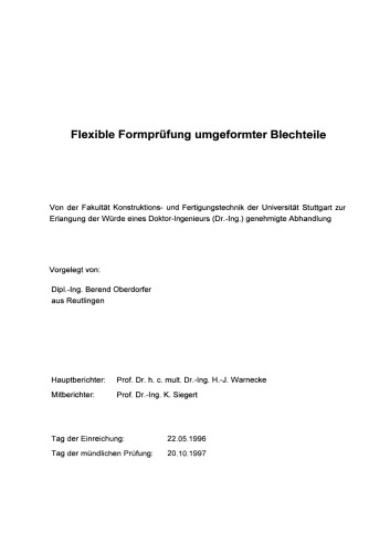 Flexible Formprüfung umgeformter Blechteile