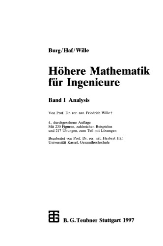 Höhere Mathematik für Ingenieure: Band I Analysis