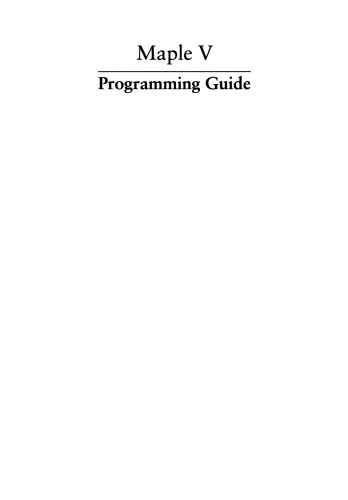 Maple V Programming Guide