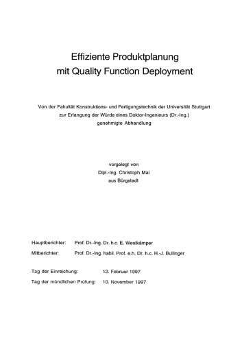 Effiziente Produktplanung mit Quality Function Deployment