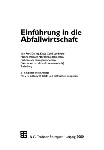 Einführung in die Abfallwirtschaft