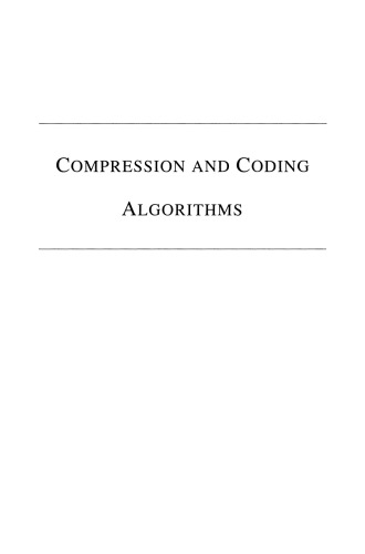 Compression and Coding Algorithms