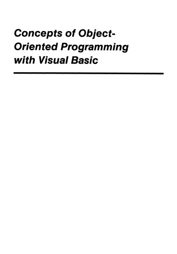 Concepts of Object-Oriented Programming with Visual Basic