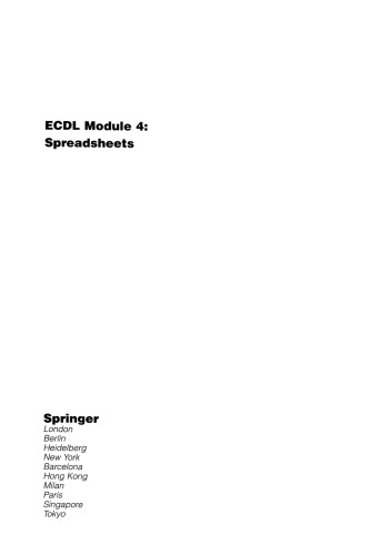 ECDL Module 4: Spreadsheets: ECDL - the European PC standard