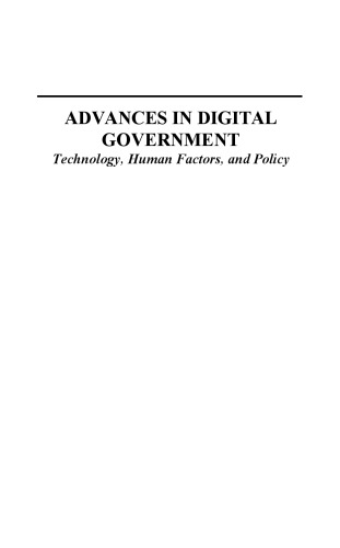 Advances in Digital Government: Technology, Human Factors, and Policy