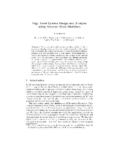 High level system design and analysis using abstract state machines