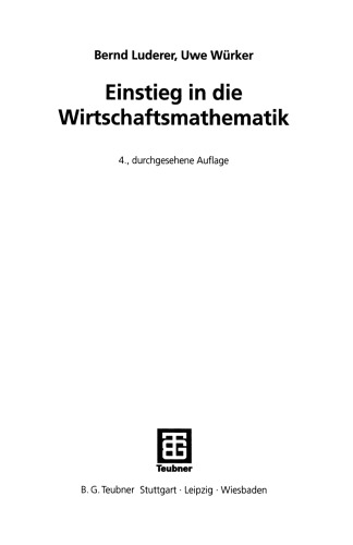 Einstieg in die Wirtschaftsmathematik