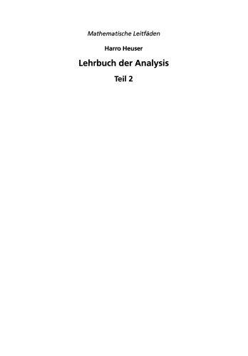 Lehrbuch der Analysis: Teil 2