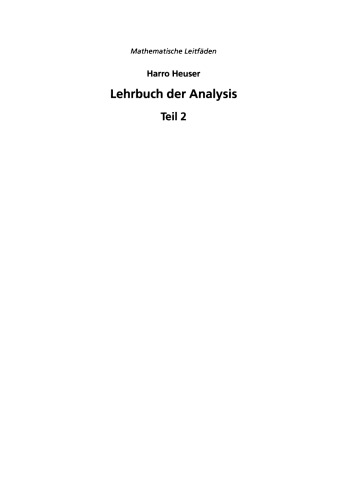 Lehrbuch der Analysis Teil 2