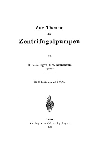 Zur Theorie der Zentrifugalpumpen