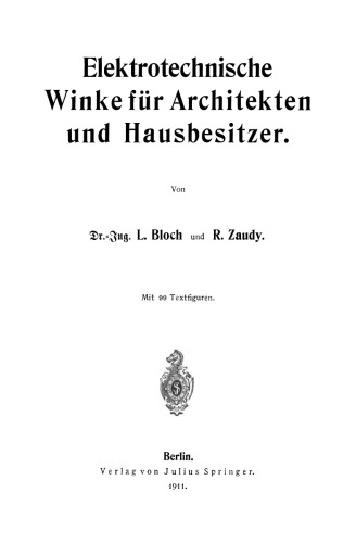 Elektrotechnische Winke für Architekten und Hausbesitzer