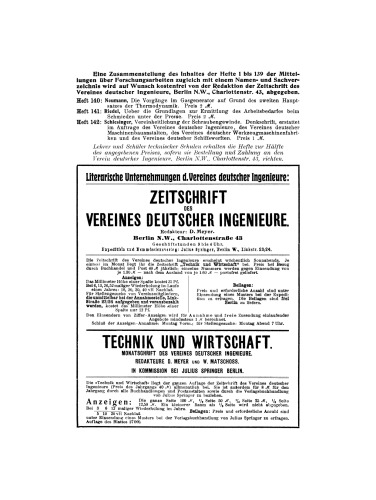 Ueber Versuche mit großen, durch Blattfedern geführten Ringventilen für Kanalisationspumpen nebst Beiträgen zur Dynamik der Ventilbewegung. Verfahren zur Messung schnell wechselnder Temperaturen