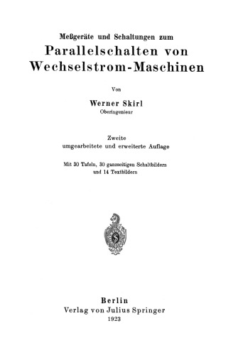 Meßgeräte und Schaltungen zum Parallelschalten von Wechselstrom-Maschinen