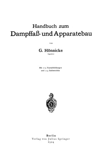 Handbuch zum Dampffaß- und Apparatebau