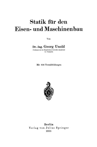 Statik für den Eisen- und Maschinenbau