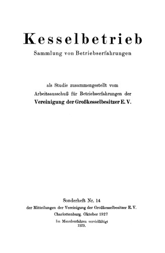 Kesselbetrieb: Sammlung von Betriebserfahrungen