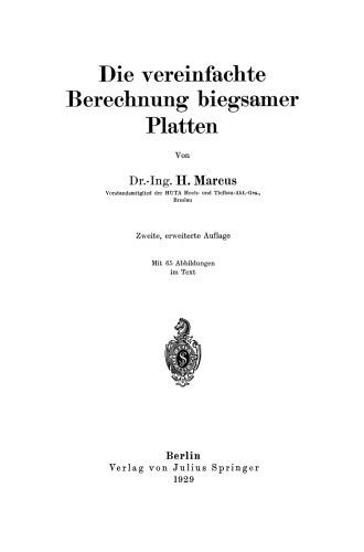 Die vereinfachte Berechnung biegsamer Platten