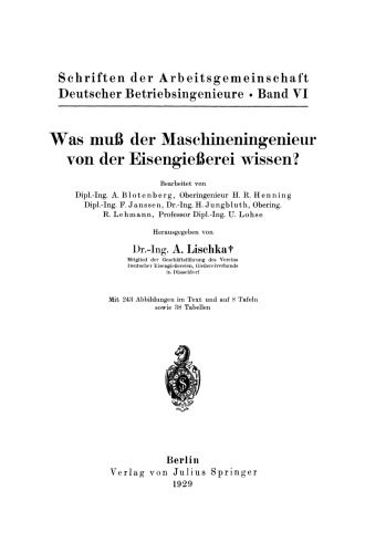 Was muß der Maschineningenieur von der Eisengießerei wissen?