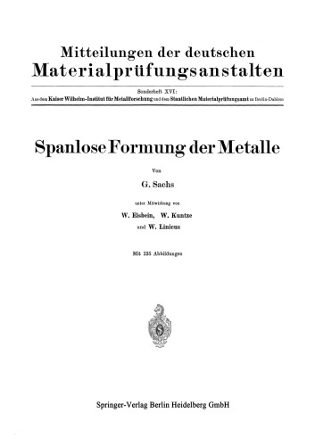 Spanlose Formung der Metalle