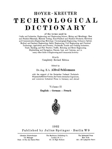 Technological Dictionary: Volume II